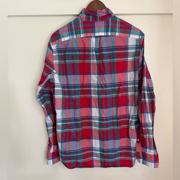 J.Crew Classic Fit Plaid Button-Down Shirt Secret Wash L Cotton Red Green Blue - Picture 6 of 8